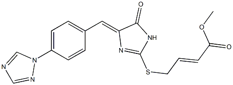 methyl (E)-4-[(5-oxo-4-{(E)-[4-(1H-1,2,4-triazol-1-yl)phenyl]methylidene}-4,5-dihydro-1H-imidazol-2-yl)sulfanyl]-2-butenoate Structure