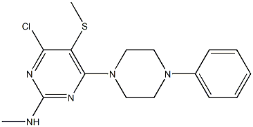 4-chloro-N-methyl-5-(methylsulfanyl)-6-(4-phenylpiperazino)-2-pyrimidinamine Struktur