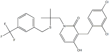 3-(2,4-dichlorobenzyl)-4-hydroxy-1-(2-methyl-2-{[3-(trifluoromethyl)benzyl]sulfanyl}propyl)-2(1H)-pyridinone Structure