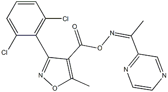 N-({[3-(2,6-dichlorophenyl)-5-methyl-4-isoxazolyl]carbonyl}oxy)-N-[(Z)-1-(2-pyrazinyl)ethylidene]amine Struktur