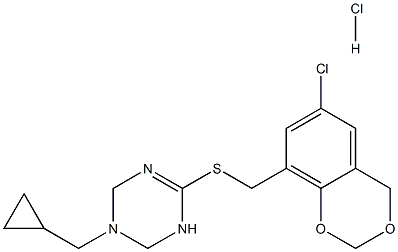 6-{[(6-chloro-4H-1,3-benzodioxin-8-yl)methyl]thio}-3-(cyclopropylmethyl)-1,2,3,4-tetrahydro-1,3,5-triazine hydrochloride|