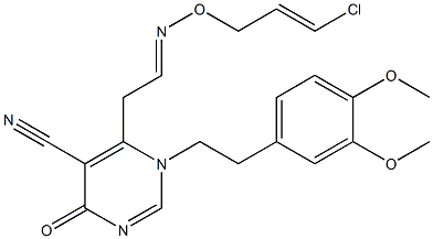 6-(2-{[(3-chloro-2-propenyl)oxy]imino}ethyl)-1-(3,4-dimethoxyphenethyl)-4-oxo-1,4-dihydro-5-pyrimidinecarbonitrile,,结构式