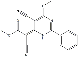 methyl 2-cyano-2-[5-cyano-6-(methylthio)-2-phenyl-3,4-dihydropyrimidin-4-yliden]acetate 结构式