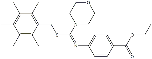 ethyl 4-({morpholino[(2,3,4,5,6-pentamethylbenzyl)thio]methylidene}amino)benzoate 结构式