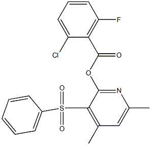 4,6-dimethyl-3-(phenylsulfonyl)-2-pyridinyl 2-chloro-6-fluorobenzenecarboxylate 化学構造式