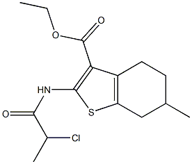 2-(2-Chloro-propionylamino)-6-methyl-4,5,6,7-tetrahydro-benzo[b]thiophene-3-carboxylic acid ethyl ester,,结构式