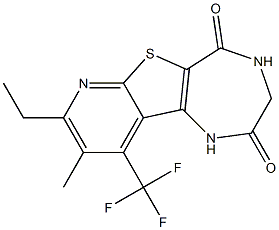 8-ethyl-9-methyl-10-(trifluoromethyl)-3,4-dihydro-1H-pyrido[3',2':4,5]thieno[3,2-e][1,4]diazepine-2,5-dione Struktur