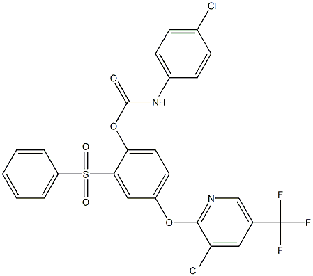 4-{[3-chloro-5-(trifluoromethyl)-2-pyridinyl]oxy}-2-(phenylsulfonyl)phenyl N-(4-chlorophenyl)carbamate 结构式