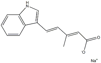 sodium 5-(1H-indol-3-yl)-3-methylpenta-2,4-dienoate Struktur