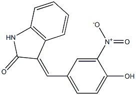 3-[(4-hydroxy-3-nitrophenyl)methylene]-1,3-dihydro-2H-indol-2-one 化学構造式