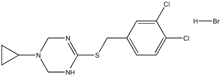 3-cyclopropyl-6-[(3,4-dichlorobenzyl)thio]-1,2,3,4-tetrahydro-1,3,5-triazine hydrobromide 结构式