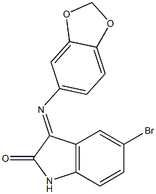 3-(1,3-benzodioxol-5-ylimino)-5-bromoindolin-2-one Structure