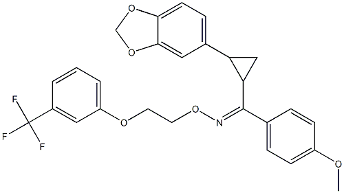 [2-(1,3-benzodioxol-5-yl)cyclopropyl](4-methoxyphenyl)methanone O-{2-[3-(trifluoromethyl)phenoxy]ethyl}oxime,,结构式
