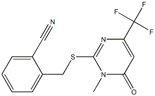 2-({[1-methyl-6-oxo-4-(trifluoromethyl)-1,6-dihydro-2-pyrimidinyl]sulfanyl}methyl)benzenecarbonitrile Structure
