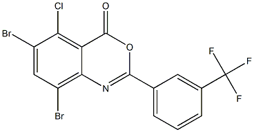 6,8-dibromo-5-chloro-2-[3-(trifluoromethyl)phenyl]-4H-3,1-benzoxazin-4-one 化学構造式