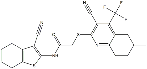 2-{[3-cyano-6-methyl-4-(trifluoromethyl)-5,6,7,8-tetrahydro-2-quinolinyl]sulfanyl}-N-(3-cyano-4,5,6,7-tetrahydro-1-benzothiophen-2-yl)acetamide