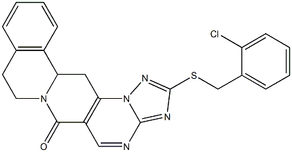 2-[(2-chlorobenzyl)sulfanyl]-8,9,13b,14-tetrahydro-6H-[1,2,4]triazolo[5'',1'':2',3']pyrimido[4',5':4,5]pyrido[2,1-a]isoquinolin-6-one 结构式