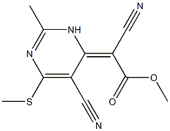 methyl 2-cyano-2-[5-cyano-2-methyl-6-(methylthio)-3,4-dihydropyrimidin-4-yliden]acetate Structure