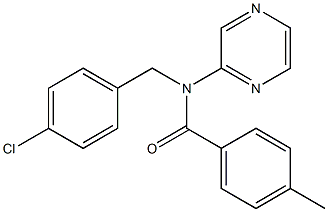 N-(4-chlorobenzyl)-4-methyl-N-(2-pyrazinyl)benzenecarboxamide 化学構造式