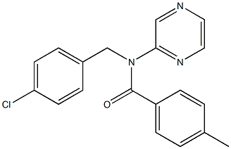 N-(4-chlorobenzyl)-4-methyl-N-(2-pyrazinyl)benzenecarboxamide,,结构式