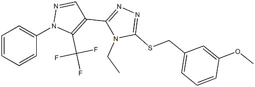 4-ethyl-3-[(3-methoxybenzyl)sulfanyl]-5-[1-phenyl-5-(trifluoromethyl)-1H-pyrazol-4-yl]-4H-1,2,4-triazole Structure