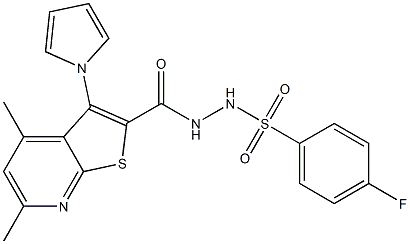 N'-{[4,6-dimethyl-3-(1H-pyrrol-1-yl)thieno[2,3-b]pyridin-2-yl]carbonyl}-4-fluorobenzenesulfonohydrazide Struktur