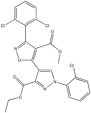 methyl 5-[1-(2-chlorophenyl)-3-(ethoxycarbonyl)-1H-pyrazol-4-yl]-3-(2,6-dichlorophenyl)-4-isoxazolecarboxylate Struktur