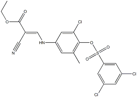 ethyl 3-(3-chloro-4-{[(3,5-dichlorophenyl)sulfonyl]oxy}-5-methylanilino)-2-cyanoacrylate Structure
