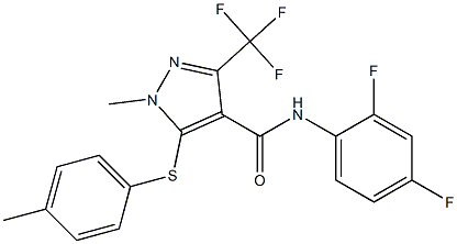 N-(2,4-difluorophenyl)-1-methyl-5-[(4-methylphenyl)sulfanyl]-3-(trifluoromethyl)-1H-pyrazole-4-carboxamide Struktur