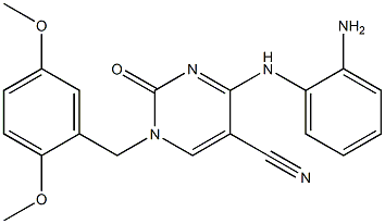 4-(2-aminoanilino)-1-(2,5-dimethoxybenzyl)-2-oxo-1,2-dihydropyrimidine-5-carbonitrile 结构式