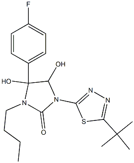 3-butyl-1-[5-(tert-butyl)-1,3,4-thiadiazol-2-yl]-4-(4-fluorophenyl)-4,5-dihydroxyimidazolidin-2-one,,结构式