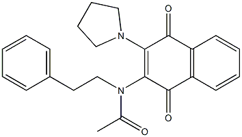 N-[1,4-dioxo-3-(1-pyrrolidinyl)-1,4-dihydro-2-naphthalenyl]-N-phenethylacetamide Struktur