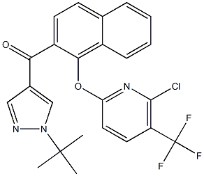 [1-(tert-butyl)-1H-pyrazol-4-yl](1-{[6-chloro-5-(trifluoromethyl)-2-pyridinyl]oxy}-2-naphthyl)methanone Struktur