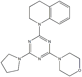 4-[4-tetrahydro-1H-pyrrol-1-yl-6-(1,2,3,4-tetrahydroquinolin-1-yl)-1,3,5-triazin-2-yl]morpholine,,结构式