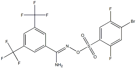 N'-{[(4-bromo-2,5-difluorophenyl)sulfonyl]oxy}-3,5-bis(trifluoromethyl)benzenecarboximidamide Structure