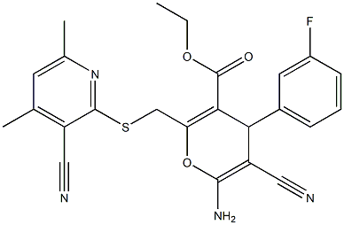 ethyl 6-amino-5-cyano-2-{[(3-cyano-4,6-dimethyl-2-pyridinyl)sulfanyl]methyl}-4-(3-fluorophenyl)-4H-pyran-3-carboxylate