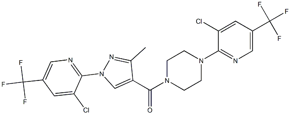 {1-[3-chloro-5-(trifluoromethyl)-2-pyridinyl]-3-methyl-1H-pyrazol-4-yl}{4-[3-chloro-5-(trifluoromethyl)-2-pyridinyl]piperazino}methanone 结构式