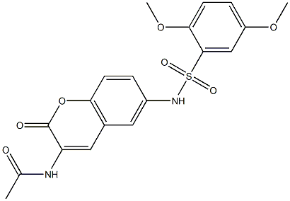 N1-(6-{[(2,5-dimethoxyphenyl)sulfonyl]amino}-2-oxo-2H-chromen-3-yl)acetamide 化学構造式