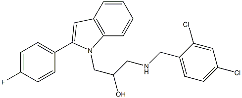 1-[(2,4-dichlorobenzyl)amino]-3-[2-(4-fluorophenyl)-1H-indol-1-yl]propan-2-ol 化学構造式
