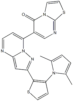 6-{2-[3-(2,5-dimethyl-1H-pyrrol-1-yl)-2-thienyl]pyrazolo[1,5-a]pyrimidin-7-yl}-5H-[1,3]thiazolo[3,2-a]pyrimidin-5-one Structure
