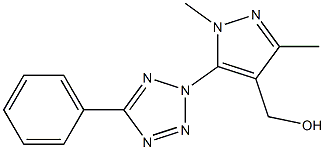 [1,3-dimethyl-5-(5-phenyl-2H-1,2,3,4-tetrazol-2-yl)-1H-pyrazol-4-yl]methanol,,结构式