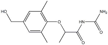 {2-[4-(hydroxymethyl)-2,6-dimethylphenoxy]propanoyl}urea Struktur