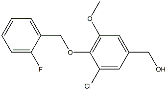 {3-chloro-4-[(2-fluorophenyl)methoxy]-5-methoxyphenyl}methanol,,结构式