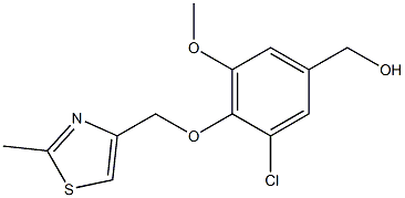 {3-chloro-5-methoxy-4-[(2-methyl-1,3-thiazol-4-yl)methoxy]phenyl}methanol 化学構造式