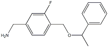 {3-fluoro-4-[(1-phenylethoxy)methyl]phenyl}methanamine,,结构式