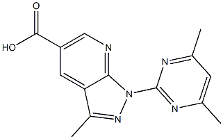 1-(4,6-dimethylpyrimidin-2-yl)-3-methyl-1H-pyrazolo[3,4-b]pyridine-5-carboxylic acid 结构式