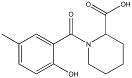 1-[(2-hydroxy-5-methylphenyl)carbonyl]piperidine-2-carboxylic acid,,结构式