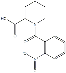 1-[(2-methyl-6-nitrophenyl)carbonyl]piperidine-2-carboxylic acid Struktur