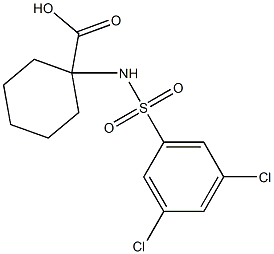 1-[(3,5-dichlorobenzene)sulfonamido]cyclohexane-1-carboxylic acid 化学構造式