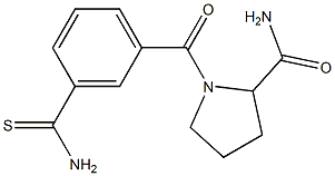 1-[(3-carbamothioylphenyl)carbonyl]pyrrolidine-2-carboxamide 结构式